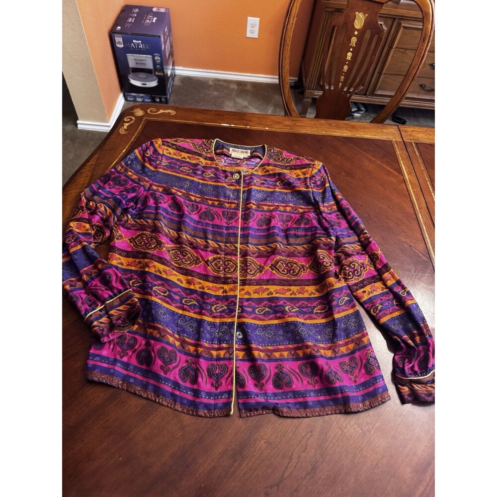 Vintage Maggy L. 100% Silk Patchwork Jacket Size 14